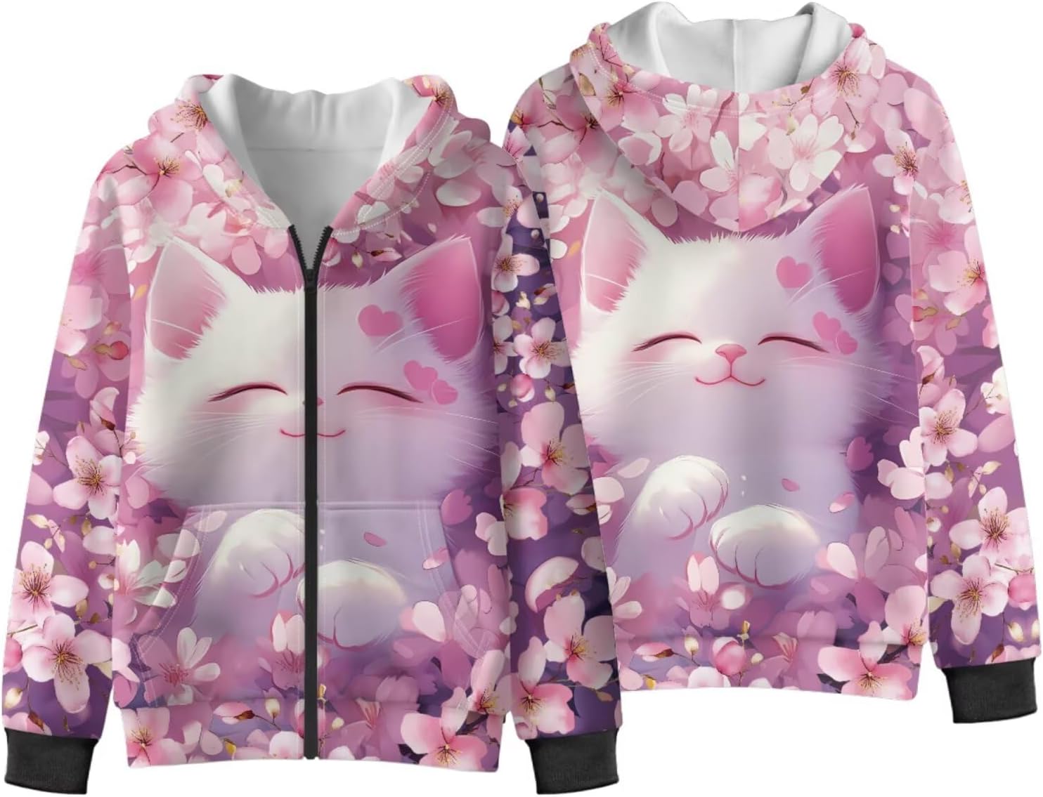 Active Girls' Zip Up Hoodie Kids Long Sleeve Sweatshirt with Pockets Thin Jacket for PE Class & Backyard Games S-XL