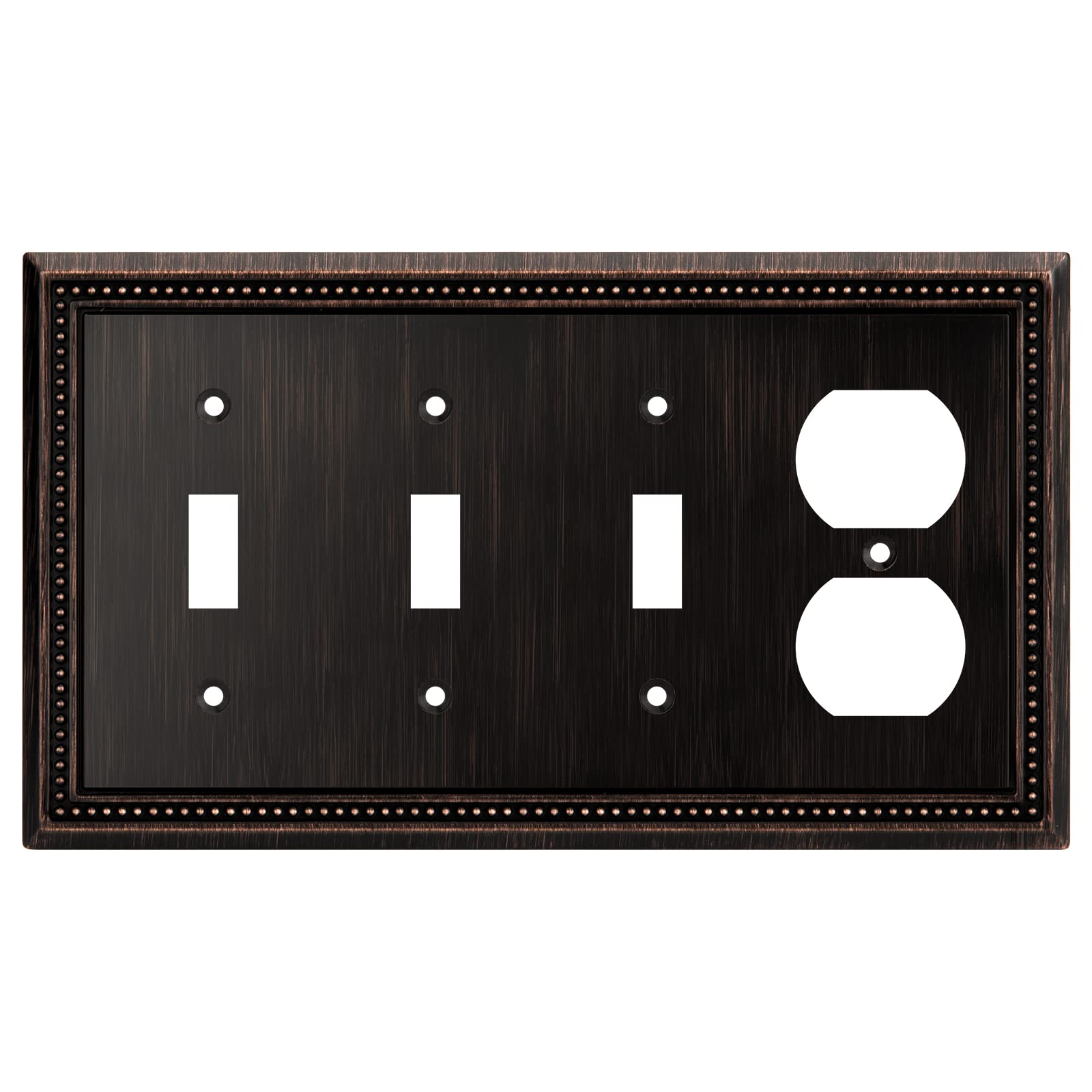 Henne Bery Sunken Pearls Heavy Duty Decorative Wall Plate Switch Plate Outlet Cover (Triple Toggle/Single Duplex, Aged Bronze)