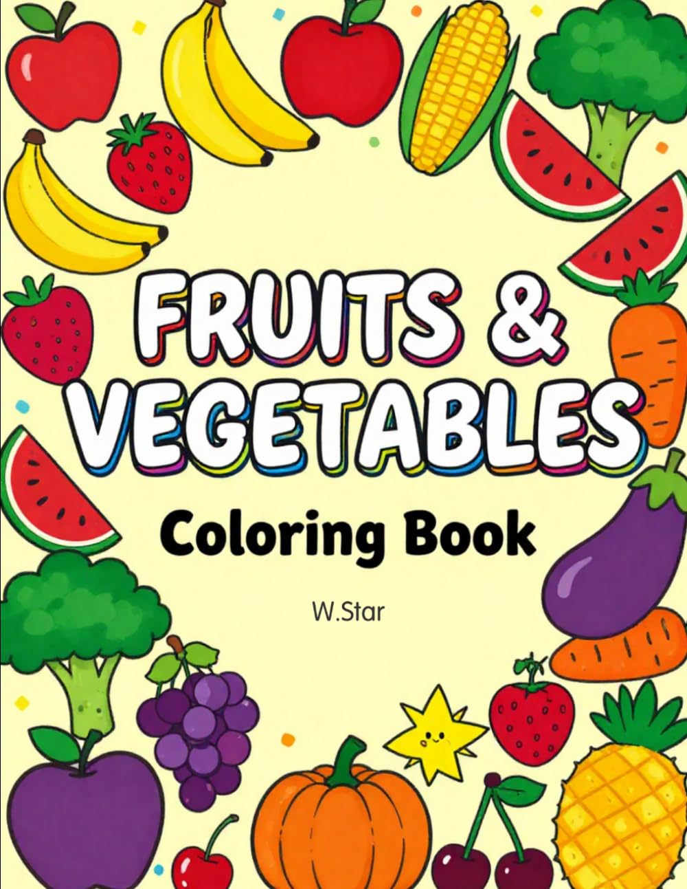 Fruits & Vegetables Coloring Book