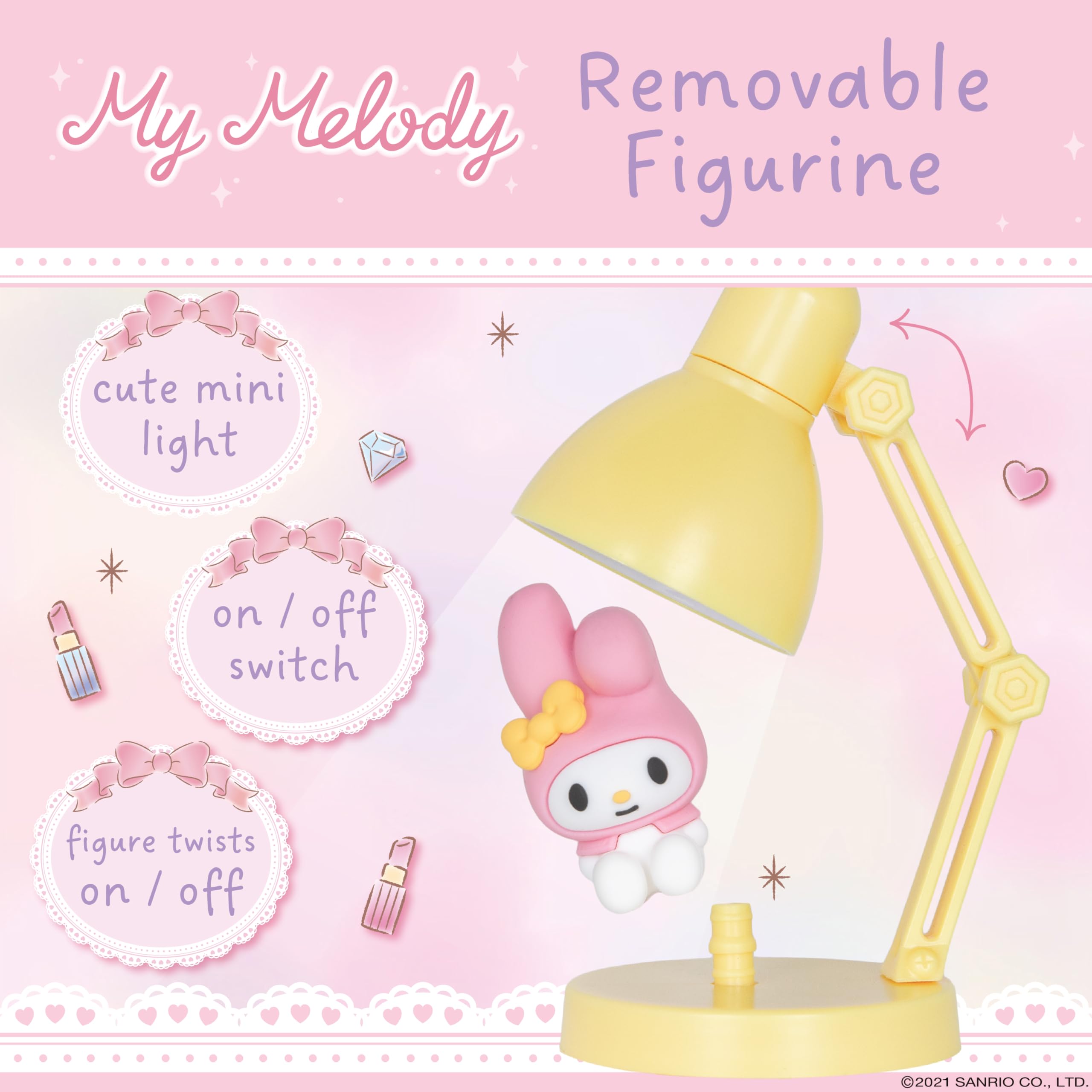 Blue Sky Studios Hello Kitty Mini Lamp with Toy Figure, Kawaii Desk Decor, Cute Collectible Gift - My Melody - Image 4