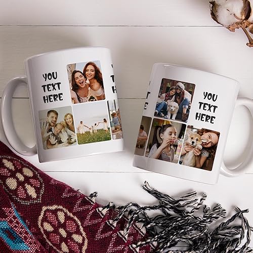 Miniatura 4 de Taza de café personalizada con texto fotográfico, 7 fotos collage, diseño de tu propia taza de café personalizada, regalos personalizados para