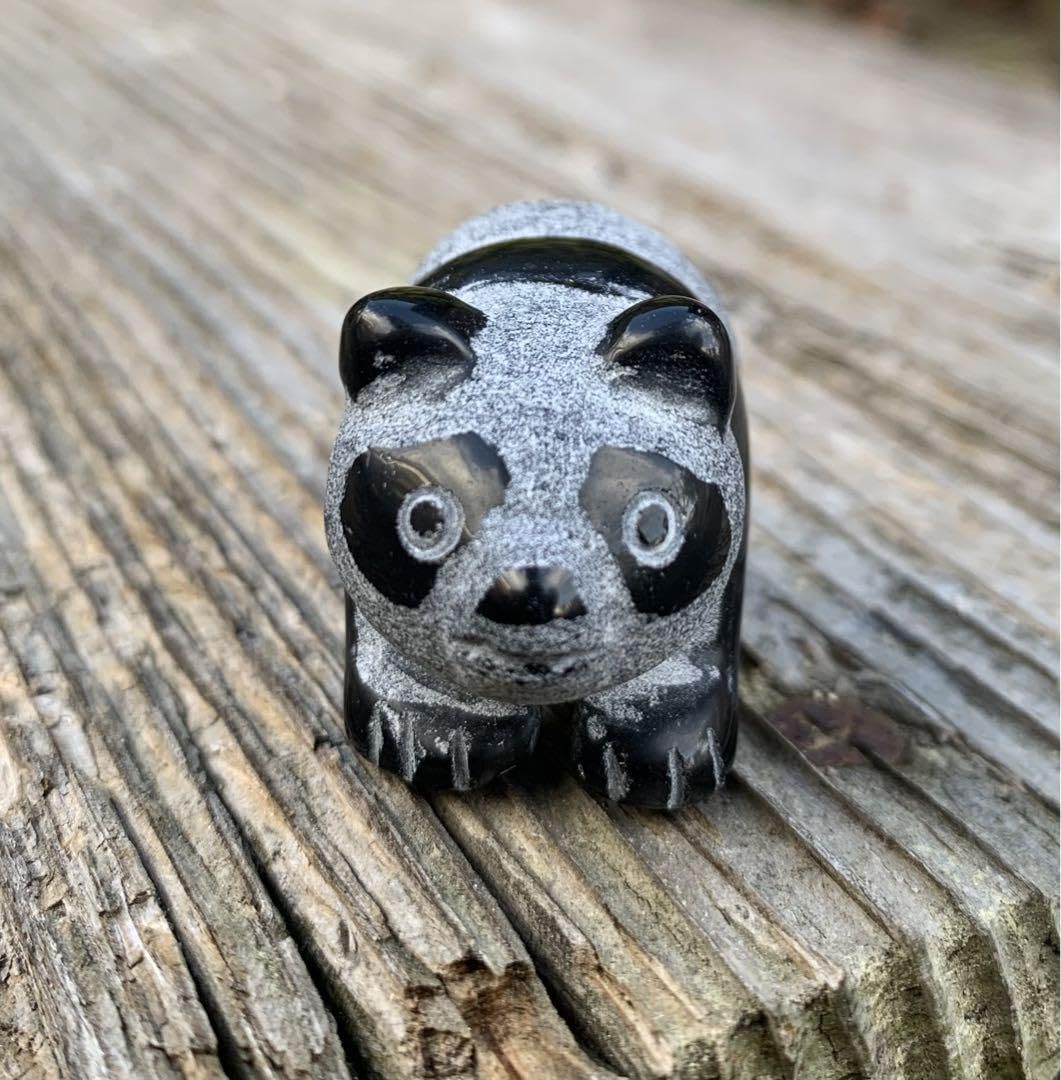 0115166 天然黒曜石パンダ置き物、23.1＊39.3ミリ 【公式通販】