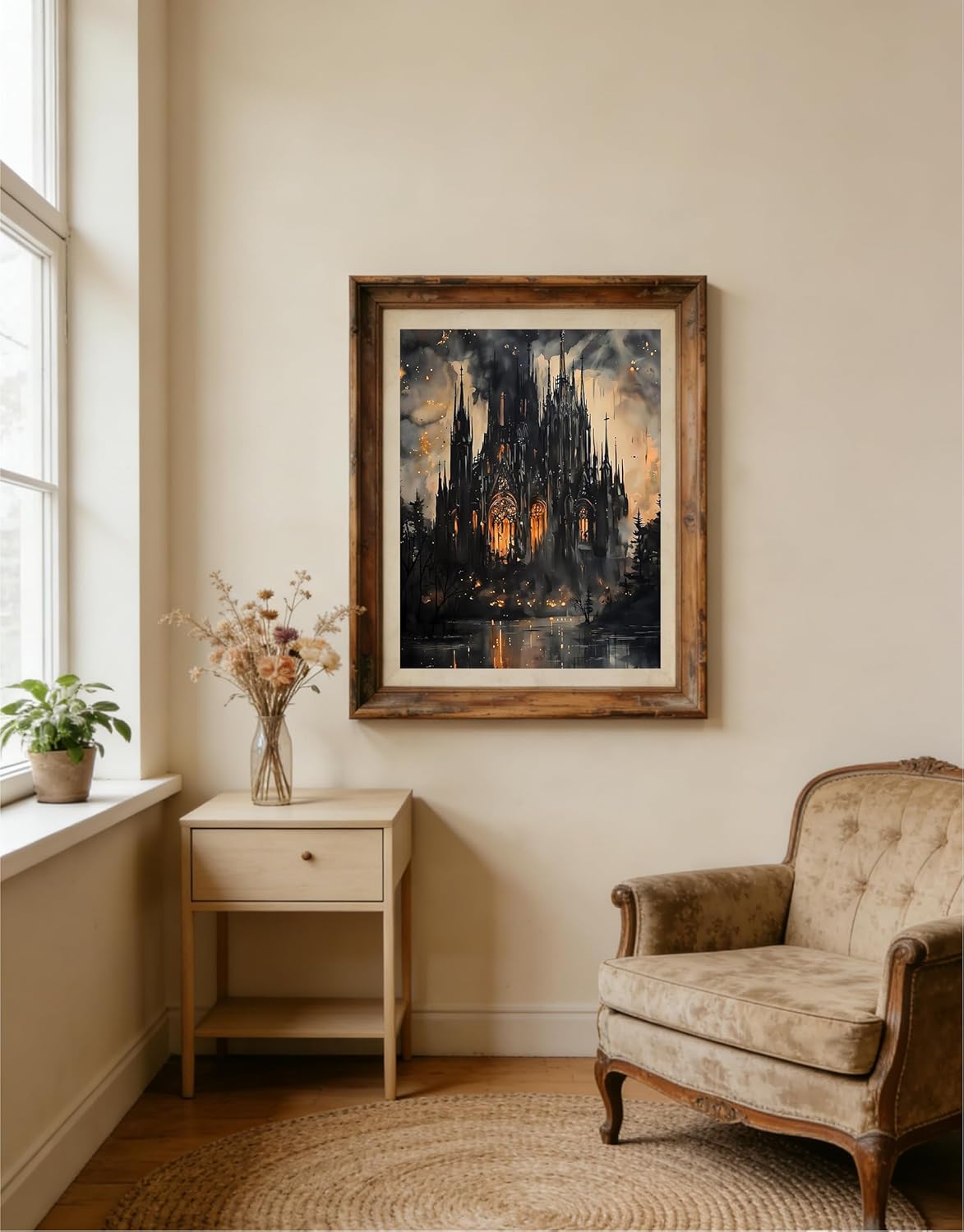CraftBliss 12x16 Inch Dark Fantasy Castle Paint by Numbers Kit for Adults, Gothic Victorian Frameless DIY Oil Painting Canvas Art Craft, Beginner Friendly Home Wall Decor Gift for Art Lovers