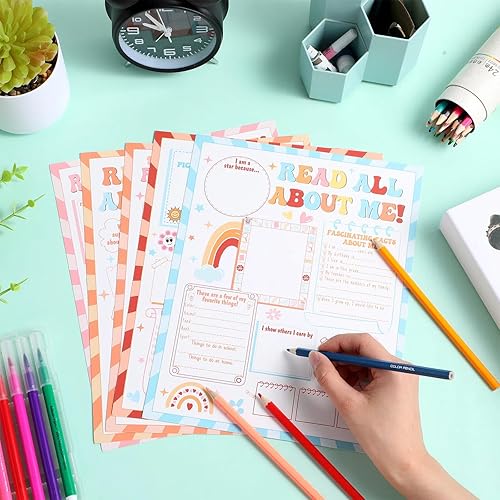 Miniatura 4 de Pajean 45 piezas de póster de All About Me para estudiantes de estrellas, suministros de póster sin marco para jardín de infantes, niños de escuela