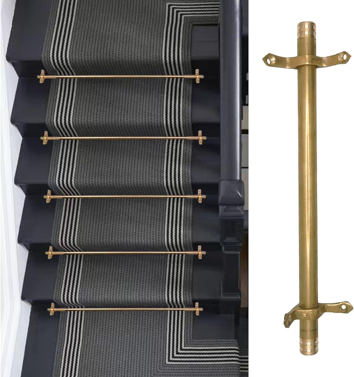 Non-Slip Stair Carpet Decorative Rod, Brass Stair Rods Set of 1-13, 20 to 52 Inch Stair Carpet Rods, Stair Runner Rods with Mounting Screws