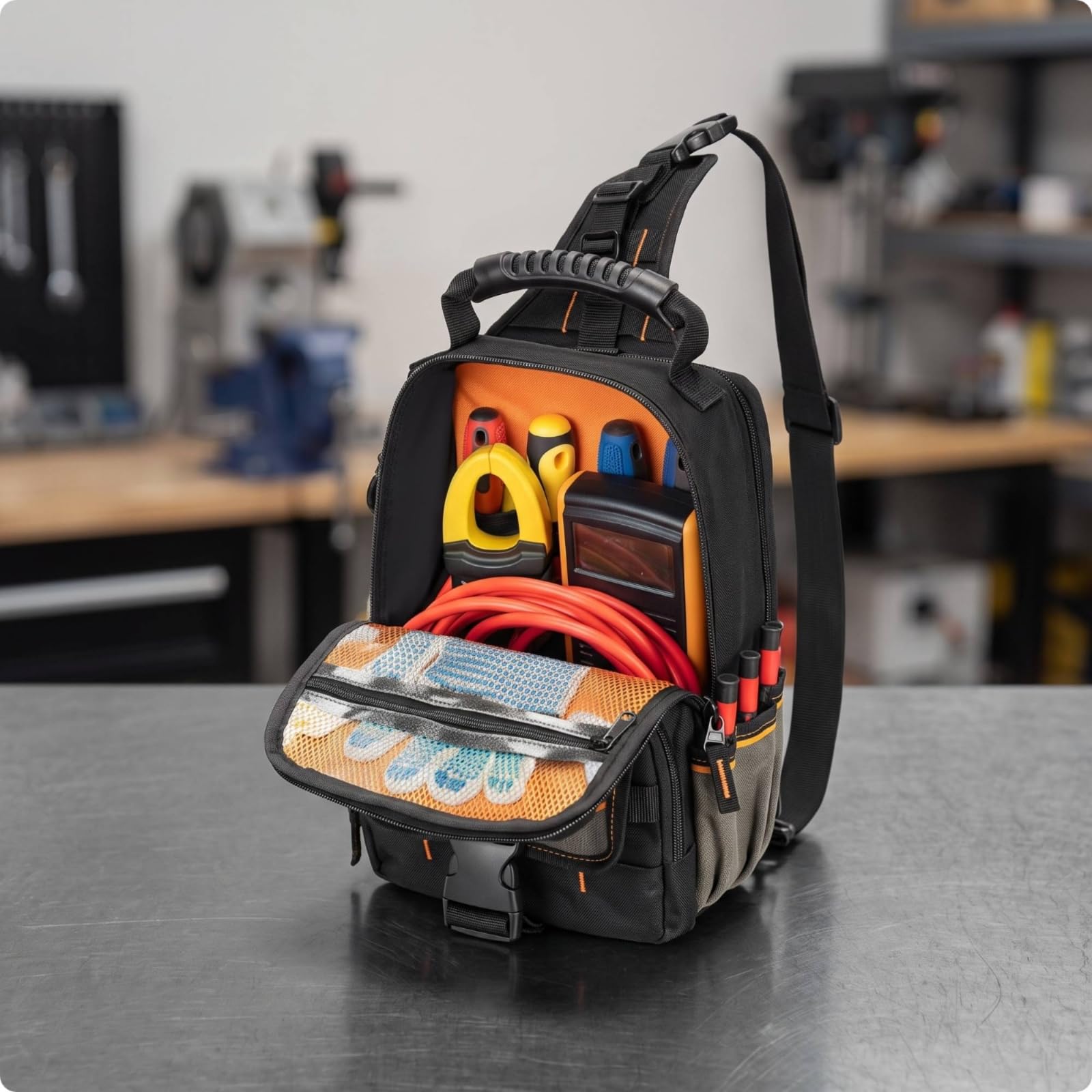 Sacoche à Outils avec Bandoulière Robuste Sac à Dos Porte-Outils Rembourré Outillage pour Bricoleurs, Chantier