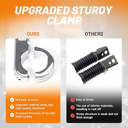 Miniatura 6 de Estriberas de motocicleta de 1-14 pulgadas para protector de motor de 1.25 pulgadas para barras de choque, abrazadera de soporte de pedal compatible