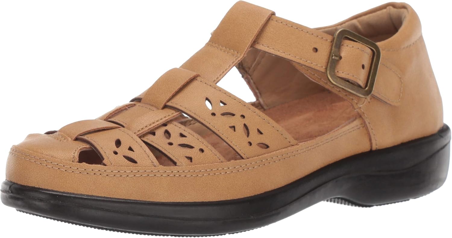 Easy Street Women's Dorothy t-Strap Comfort Casual Mary Jane Flat, Luggage, 6 N US