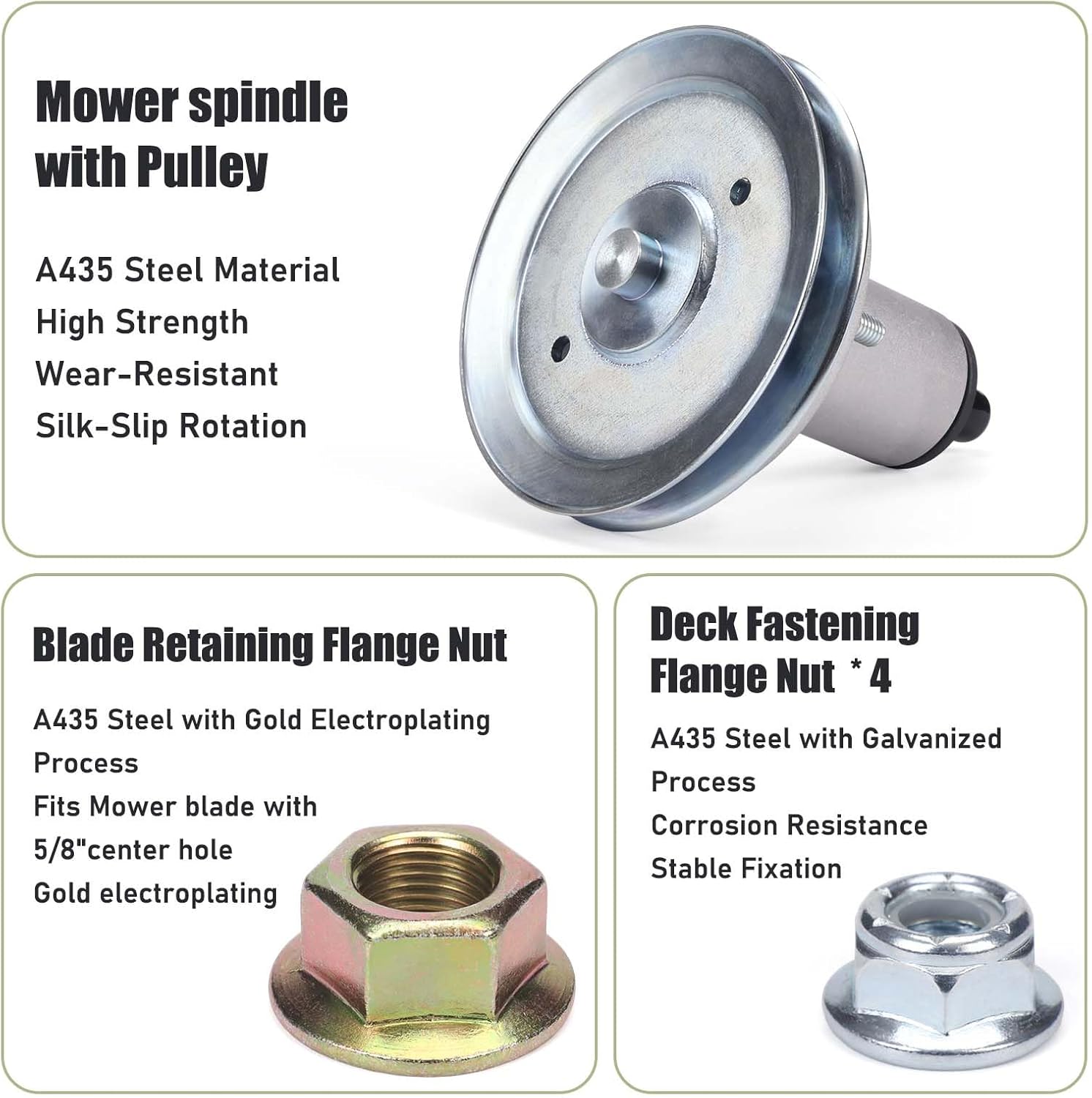 51528000 51537200 Lawn Mower Deck Spindle Assembly with Spindle Nut Compatible with Ariens Ikon-X/XD/XL 52 & Edge 52 & Gravely ZTX/ZT XL 52 Zero-Turn Mower Model 915xxx