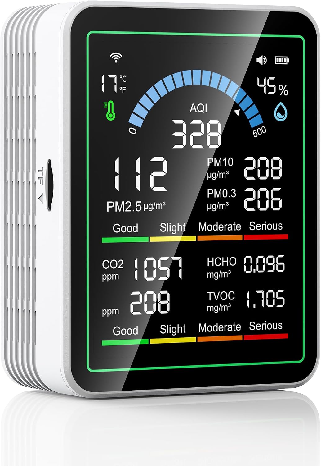 Air Quality Monitor Indoor, 10 in 1 Portable Smartair Quality Tester for CO2 | TVOC | HCHO | Temp | AQI | PM0.3-1 Detection Hum for Home Cars Plants, Pets, Car, Hotel