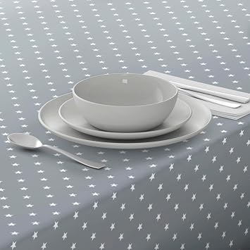 Home Direct Rectangular Oilcloth PVC Wipe Clean Tablecloth Table Cover 140cm x 180cm 55x70 Stars Grey Light