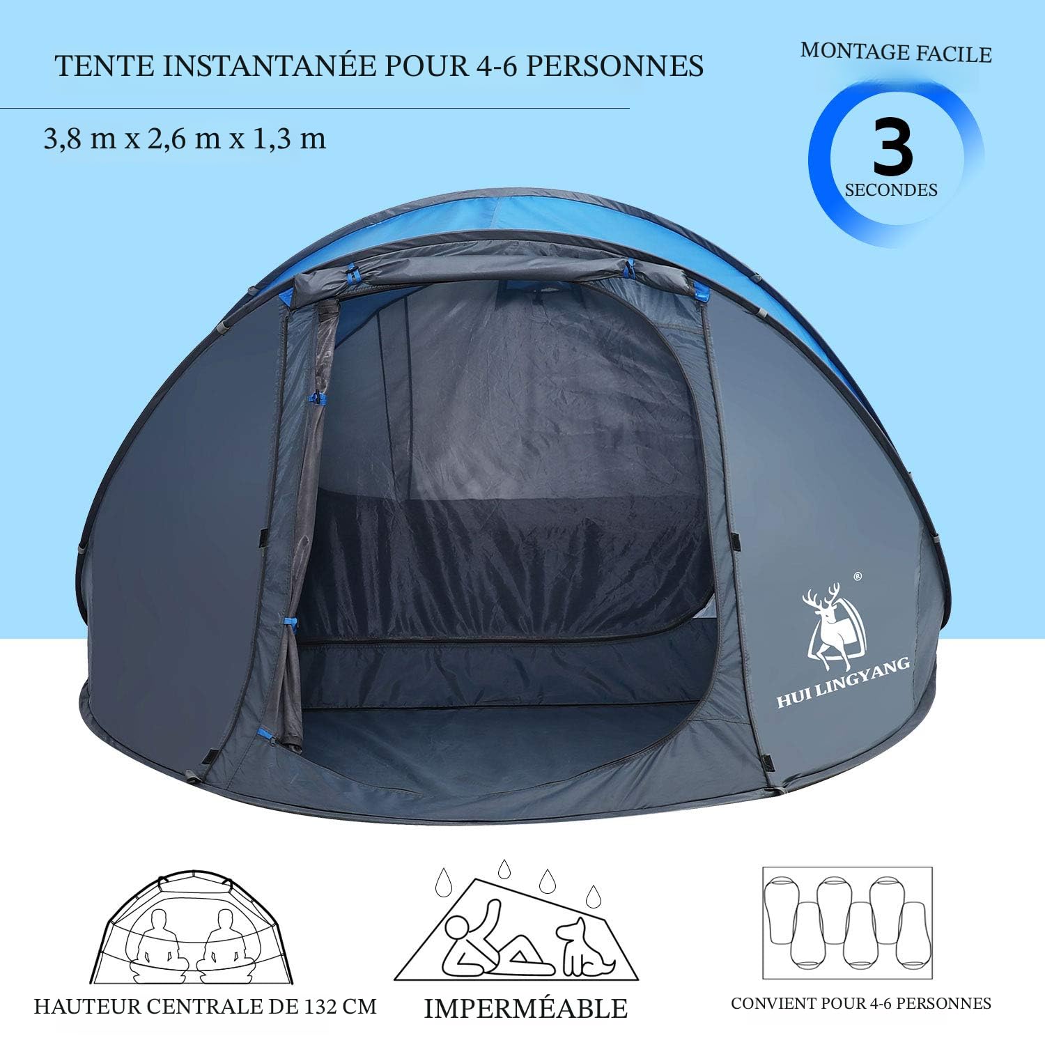 Tente 6-7 Personnes Tentes Ouvertes Camping en Plein Air