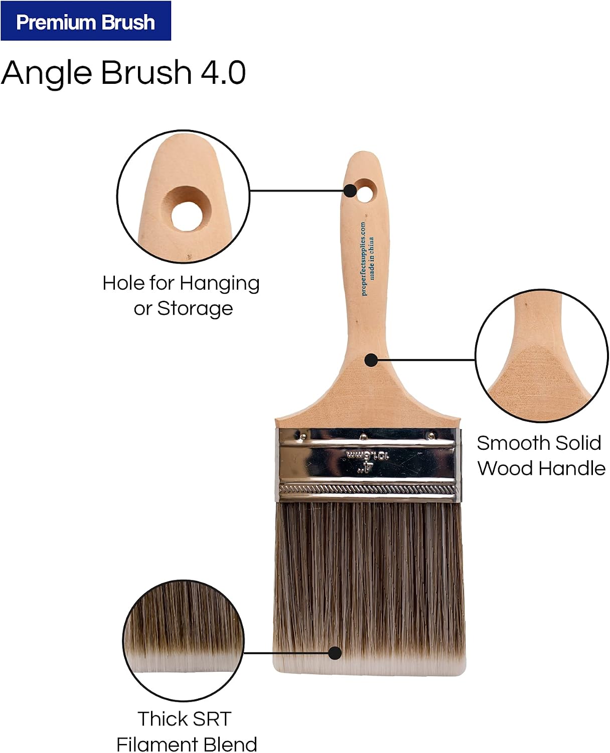 Pro Grade - Paint Brushes - 6 Pack Variety Flat Paint Brushes