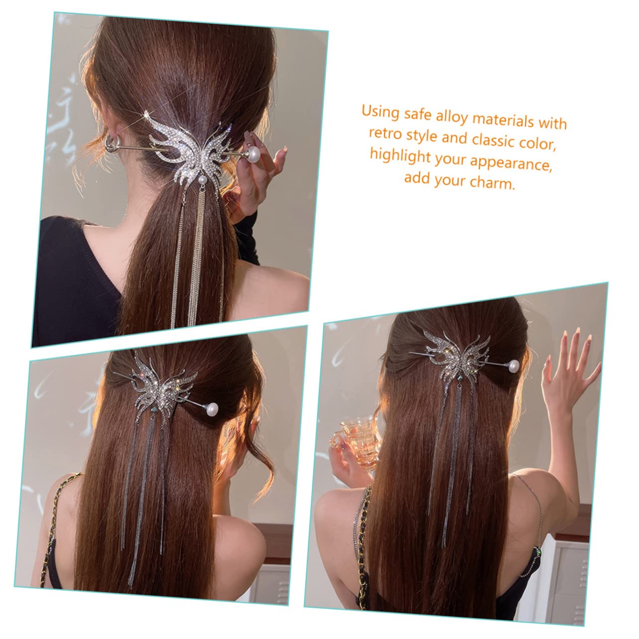 FRCOLOR 5 Pz Forcina per con perle a farfalla barrette forcine fermagli per con perle accessori per cinesi molletta tiara bastoncino per per perla