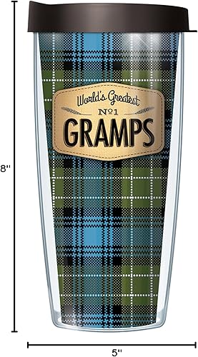 Miniatura 7 de Signature Tumblers World's Greatest N 1 Grandad Wrap on Blue Flannel - Taza de viaje de doble pared de 22 onzas con tapa negra de fácil sorbo