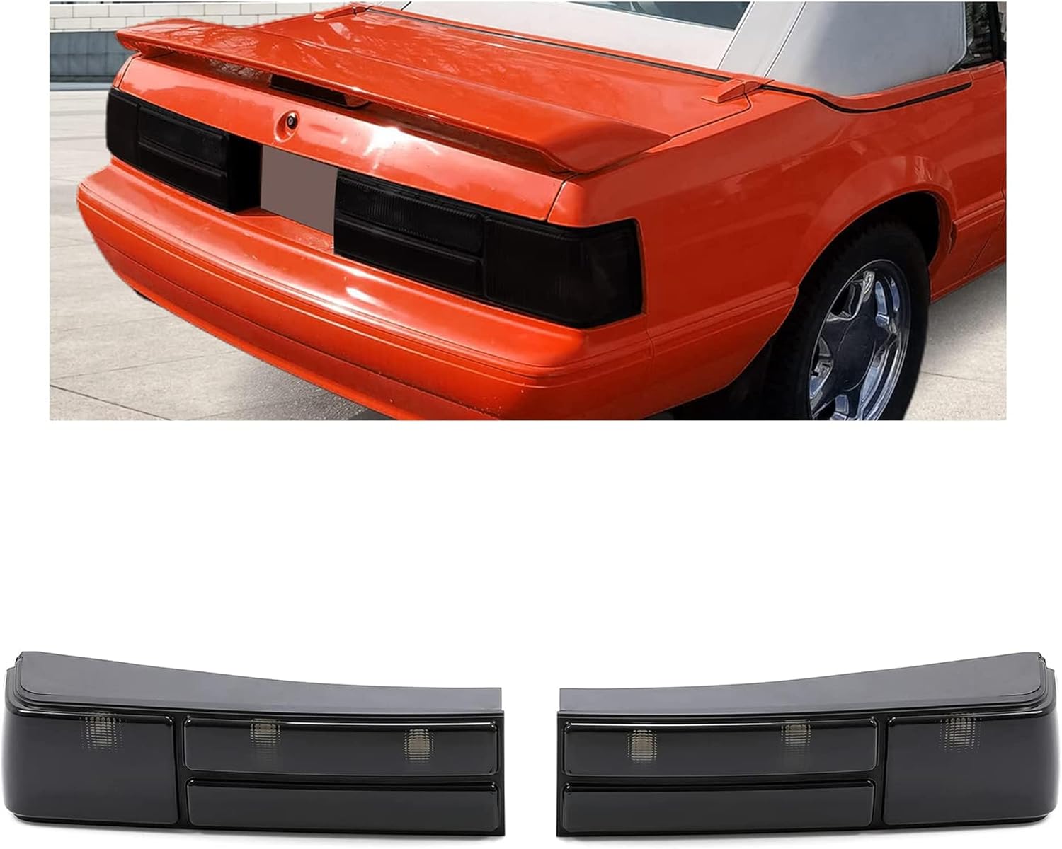 HECASA Pair Tail Lights Compatible with 1987-1993 Ford Mustang Replacement for FO2800168 FO2801168 w/Bulbs Taillight Rear Lights Lamps - Smoke Lens