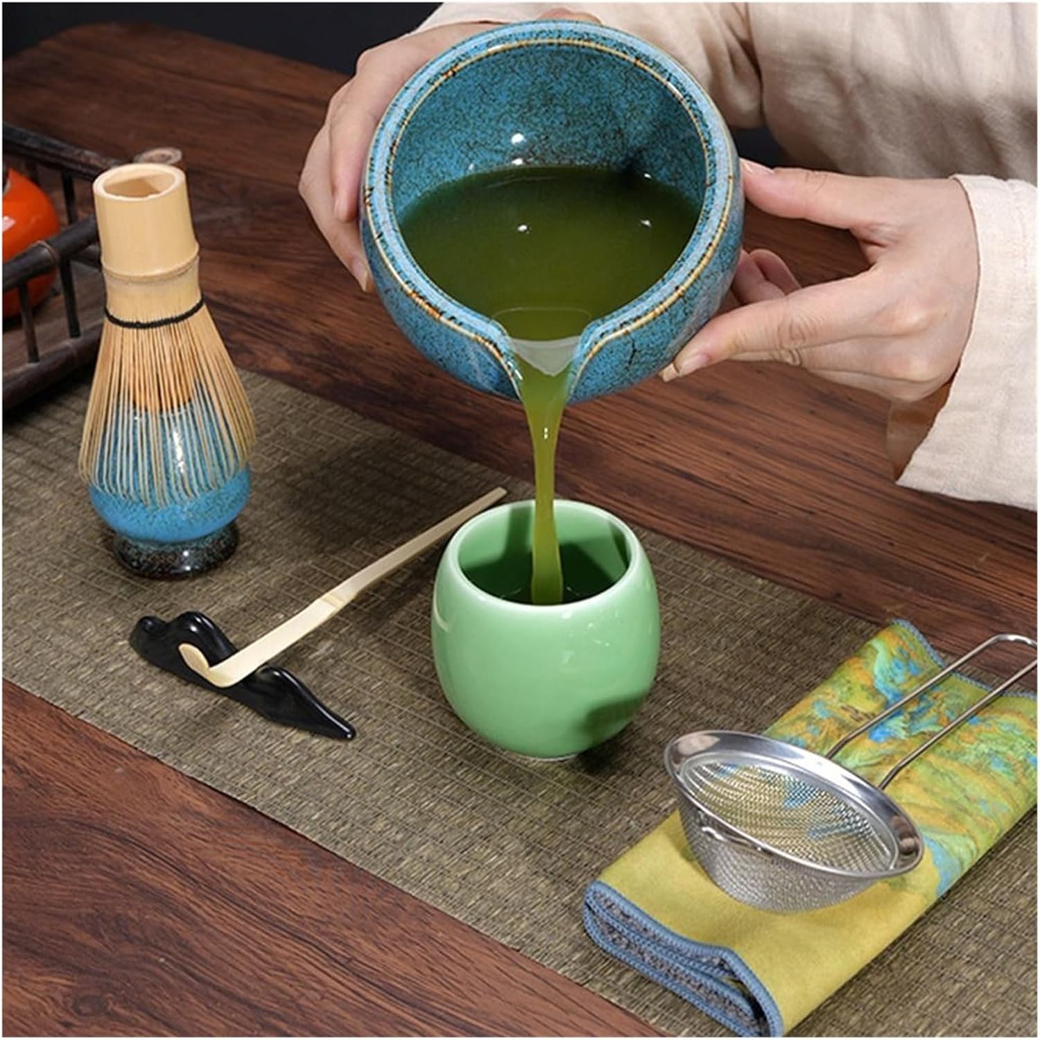 Ceramic Matcha Bowl Smooth Temperature Resistant Tea Brush Stand Large Capacity Ceremony Tool(03)