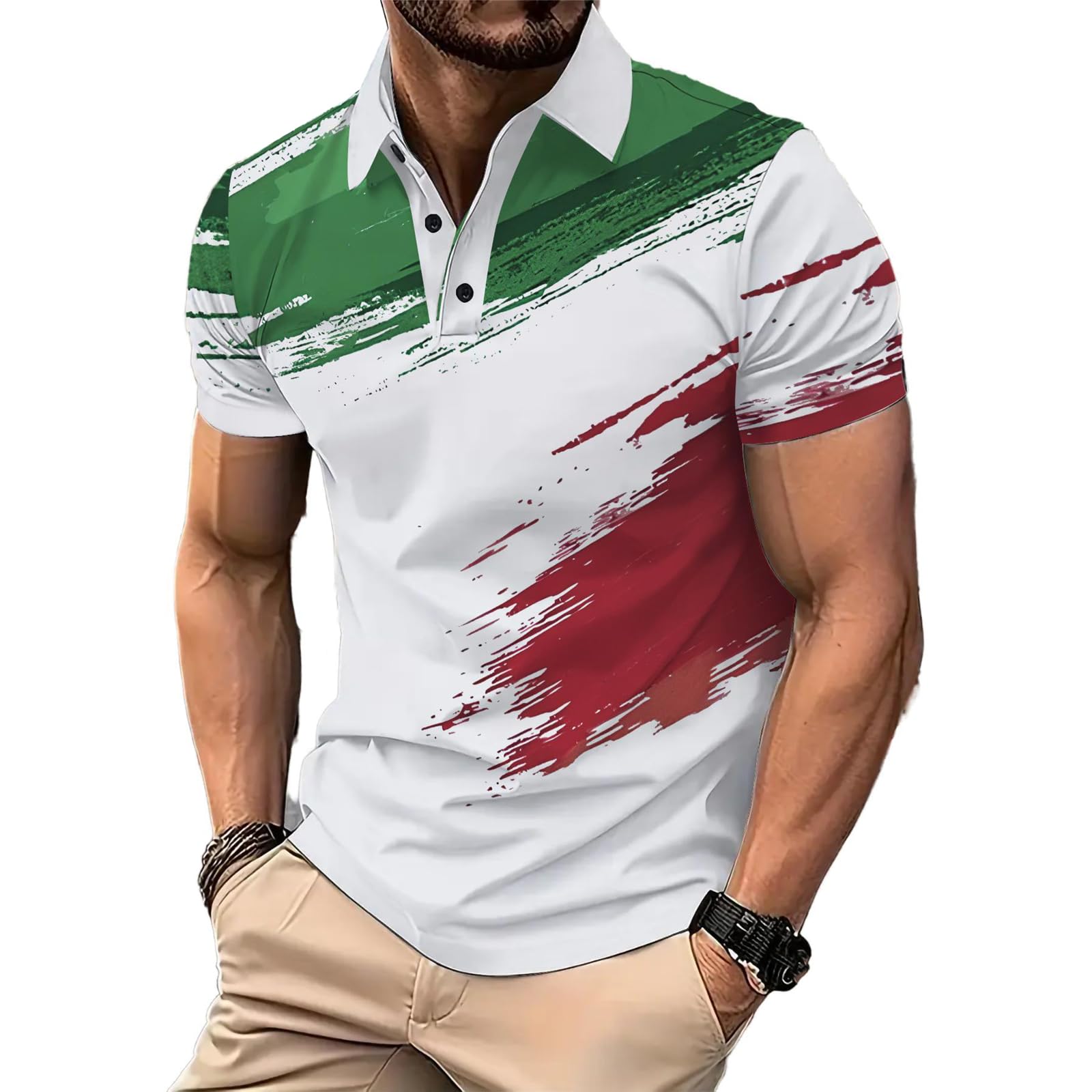 Polo Homme Café Été à Imprimé et Manches Courtes - 6