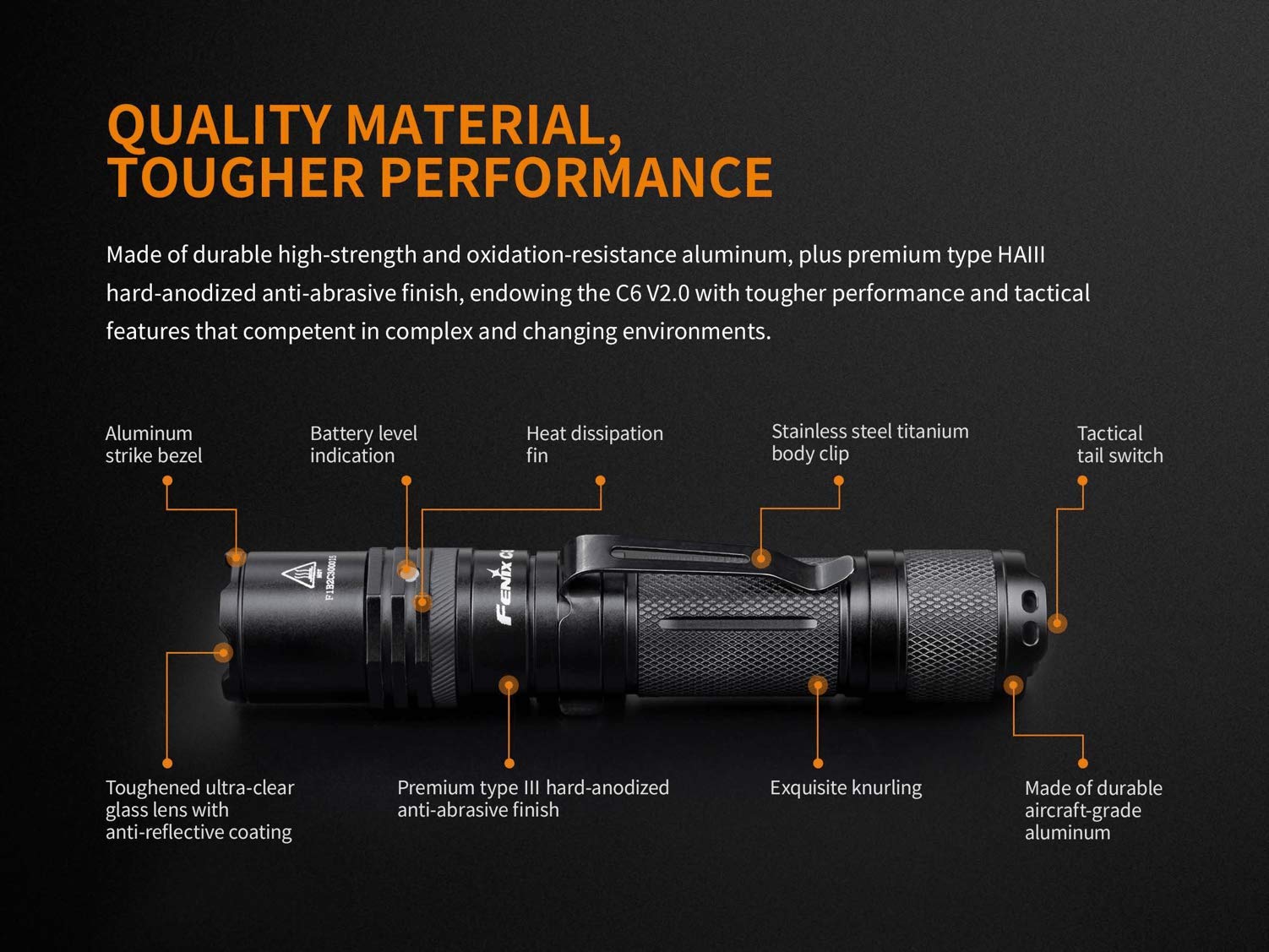 fenix flashlight c6 micro PD45R ACE Rechargeable stage tactical tail switch for fast and intuitive operation Fenix C6 V3 Torch 