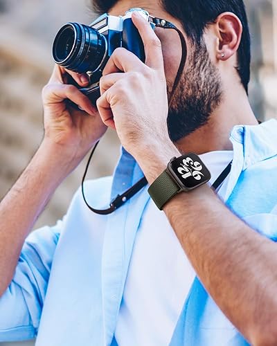 Miniatura 7 de Amanecer - Bandas elásticas de nailon compatibles con Apple Watch Series 654321 SE, ajustables, trenzadas, deportivas, elásticas, para iWatch (oliva