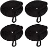YaeMarine 4-Pack 58 Inch 20 FT Double Braid Nylon Dockline Dock Line Mooring Rope Double Braided Dock Line with 15 Loop for Boats Black