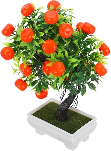 Decoraciones de bosque encantado, árbol de naranja artificial, planta de plástico en maceta de simulación, árbol de cítricos bonsái con florero, disponible en Yaxa Costa Rica