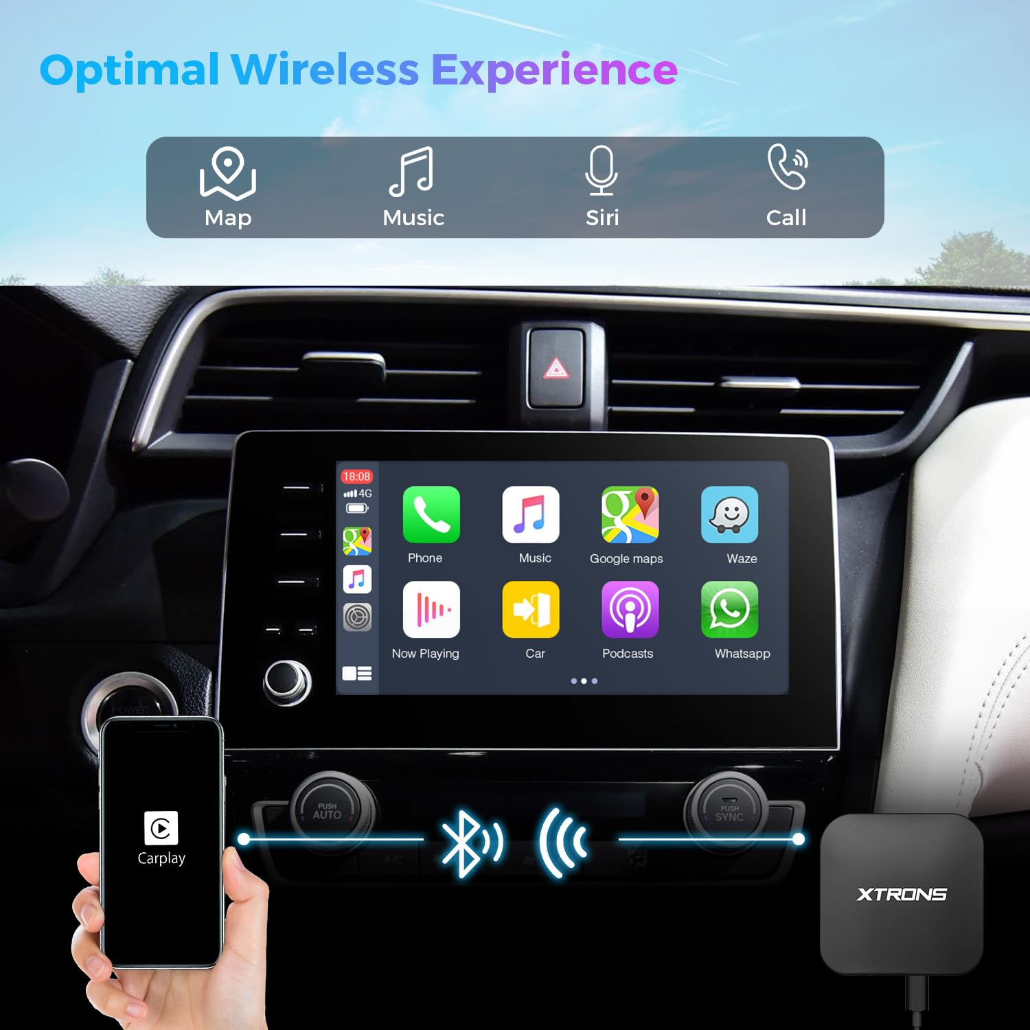 XTRONS Wireless Adapter for Car Play Wireless Activator Plug & Play for iPhone Android Car Stereos Android Auto USB Dongle for Factory Installed Wired Car Play ACCP05 - Image 2