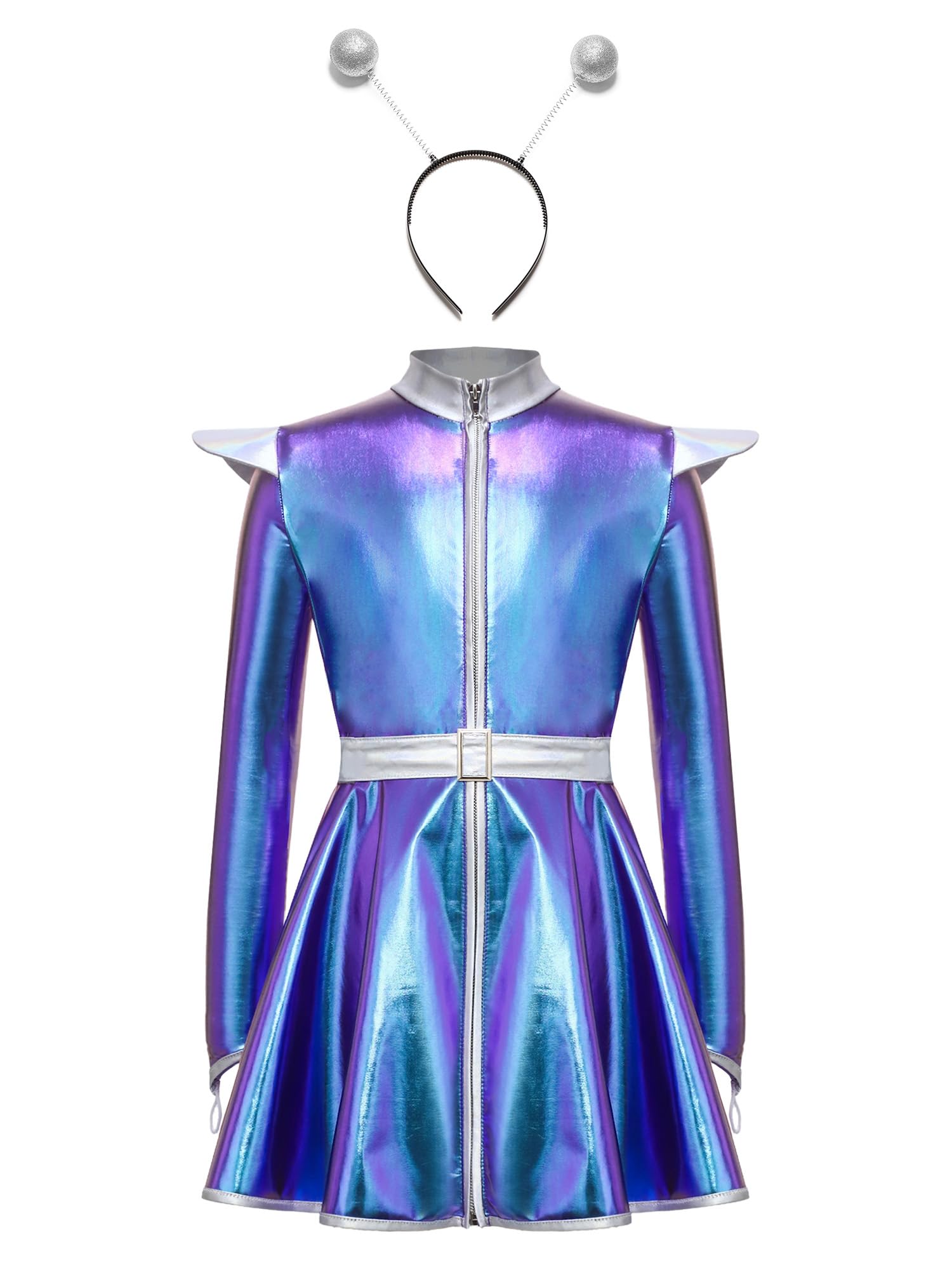 Traje robot del espacio exterior infantil disfraz alienígena Halloween azul para niños 7