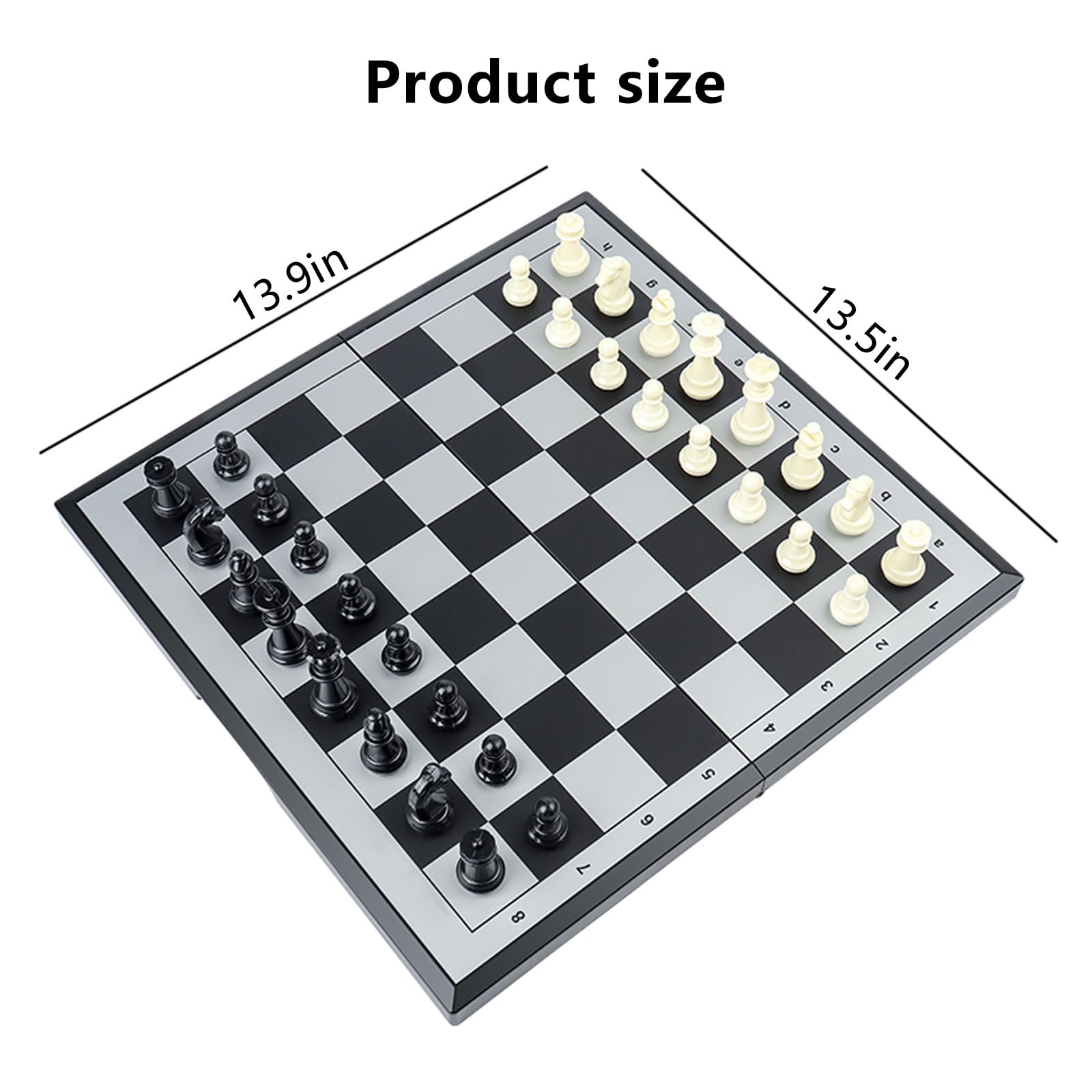 Scacchiera Portatile,Scacchiera Pieghevole 11.6" X 11.2"con Slot di Stoccaggio di Scacchi,Facili da Trasportare,Scacchiera Magnetica Pieghevole per Principianti E Adulti(Size:13.9 * 13.5in)