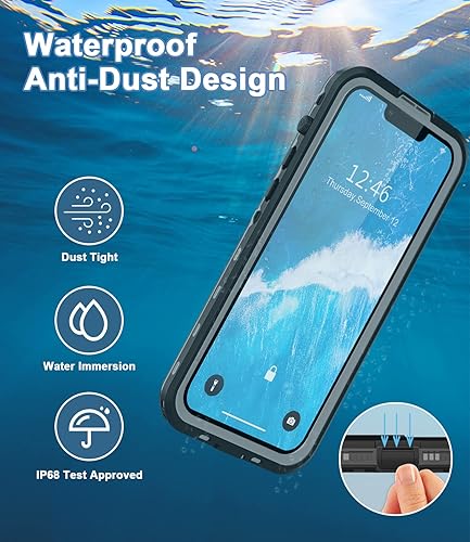 Miniatura 3 de Funda impermeable diseñada para iPhone 13 Mini, a prueba de golpes, a prueba de polvo, con protector de pantalla, funda protectora completa para