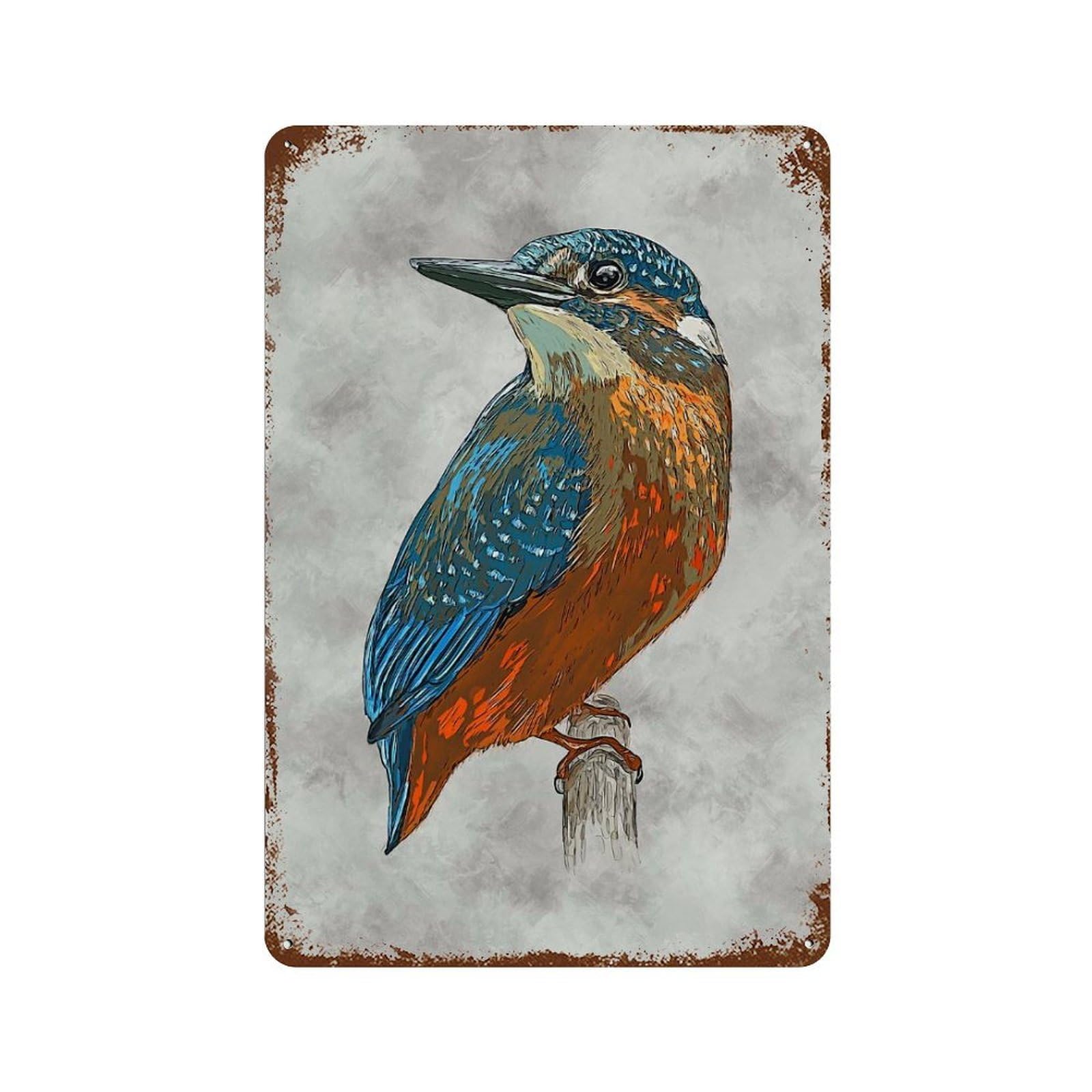 Weathered Tin Sign with Hummingbird 3 Design 11.8"x7.9", for Office, Studio And Wall Decor, Retro Wall Decor