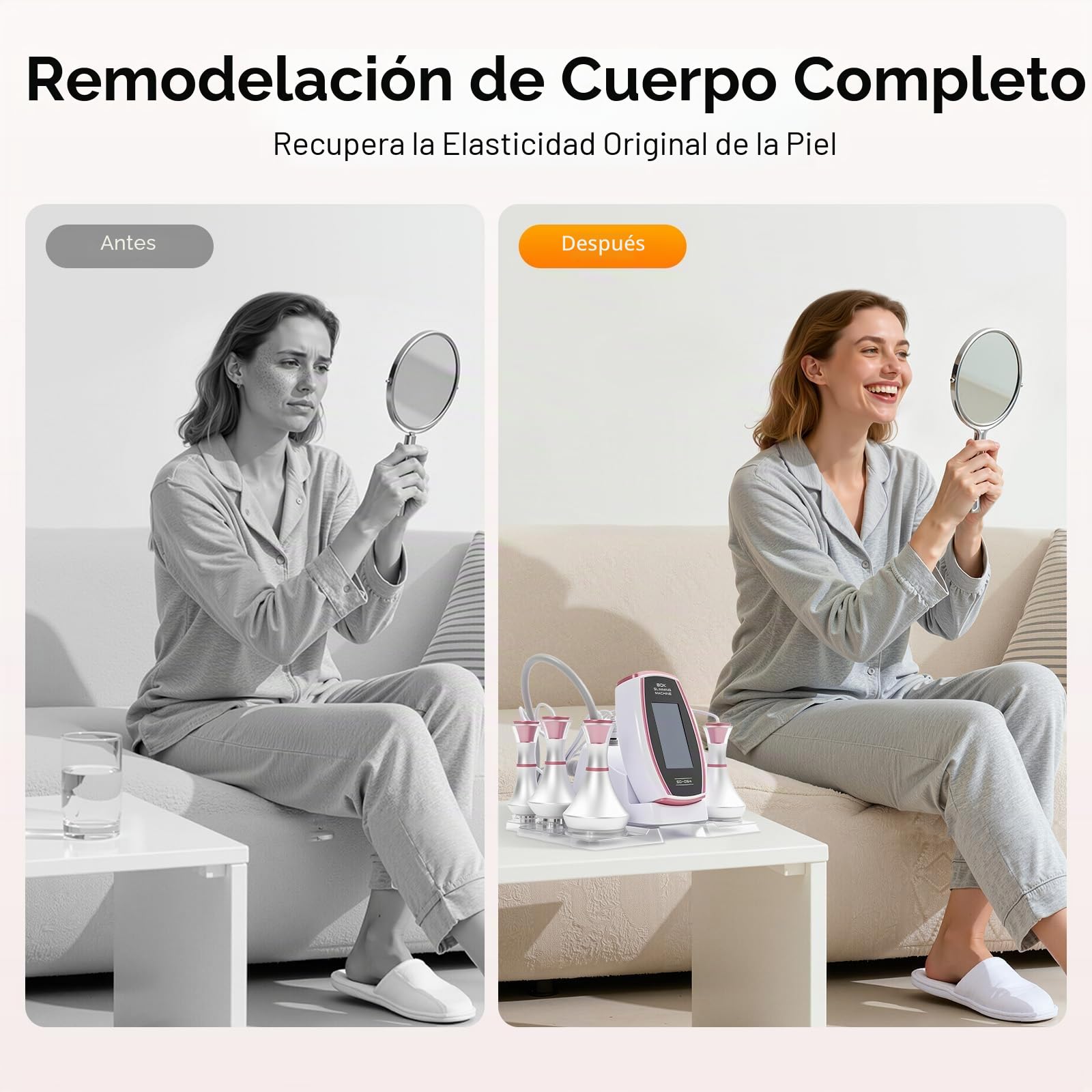 Máquina de cavitación 5 en 1 Multifuncional Cuidado Personal Belleza Corporal Máquina de Deformación de Cuerpo Dispositivo de Cavitación Ultrasónica 5 Cabezales de Tratamiento Para Cuerpo Y Cara