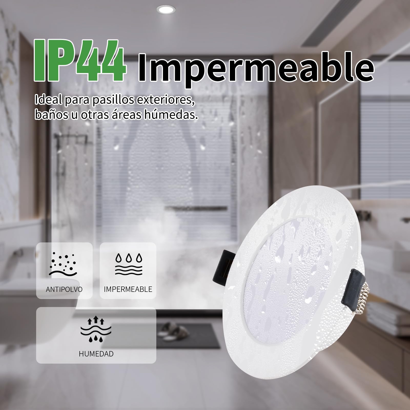 Pack 20 Ojos de Buey LED Para Techo 5W 6000K 450lm Agujero Ø75-90mm | Grebeam Focos LED Negro 5W Equiv. 50W Halógenos IP44 Ultrafino 25mm de Fondo para Baño y Salón