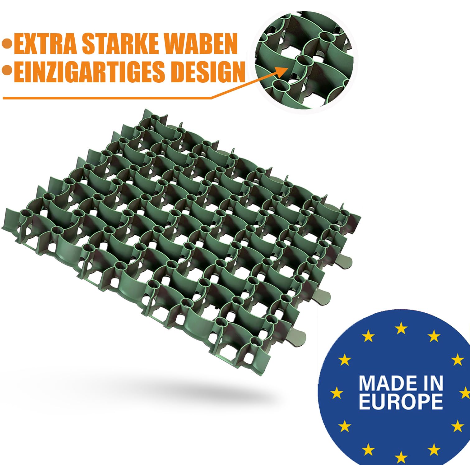 BigDean Rasengitter Kunststoff 100 Stück a 50 x 50 x 4 cm - 16 t/m² belastbar & befahrbar Paddockplatten in grün (25 m²)