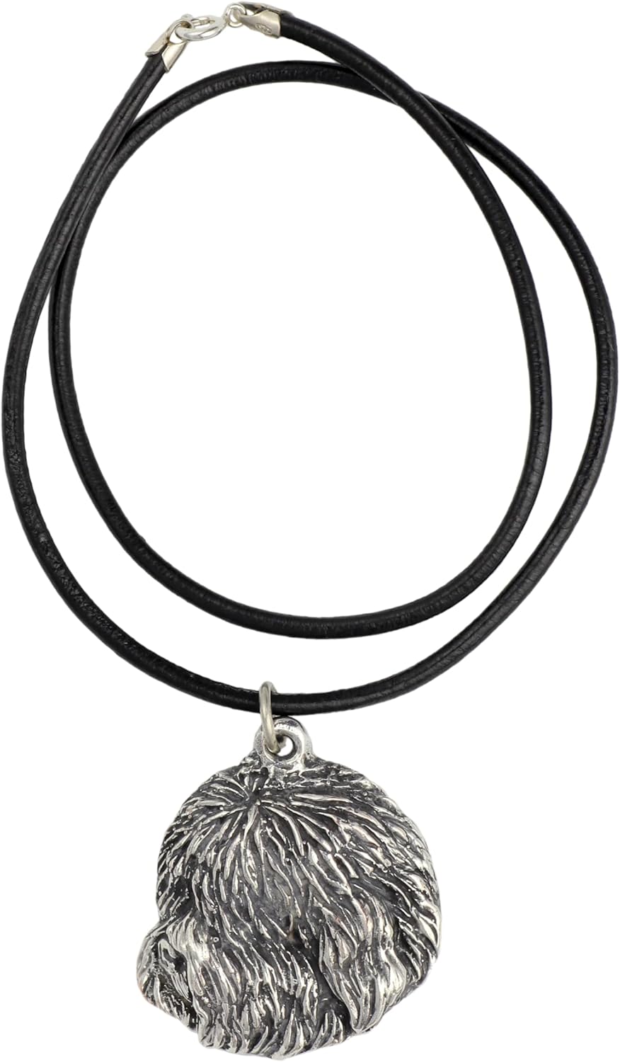 Art-Dog Silver-Plated Dog Pendant on a Leather Strap - Dog Necklace from ArtDog Collection – Silver Dog Necklaces for Men and Women – Dog Breeds Jewelry – Havanese