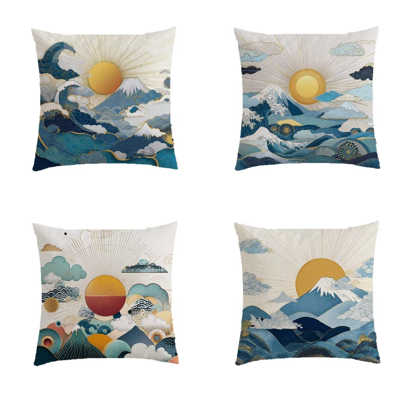 Lot de 4 housses de coussin 80x80cm turquoise stone pour extérieur et salon