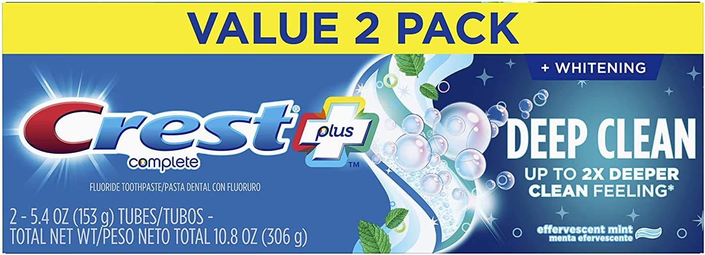 Crest Complete Plus Deep Clean 5.4 oz, Value 2 Pack - 2 Count (4 Total Tubes)