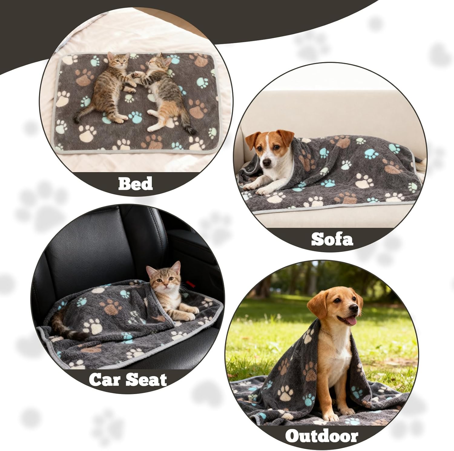 12 Pcs Small Dog Blanket Fleece Puppy Blankets Washable Pet Blankets for Cats Soft Flannel Paw Printed Throw for Guinea Pig Indoor Kittens Doggie (23 X 16 Inch,Dark Gray) - Image 6