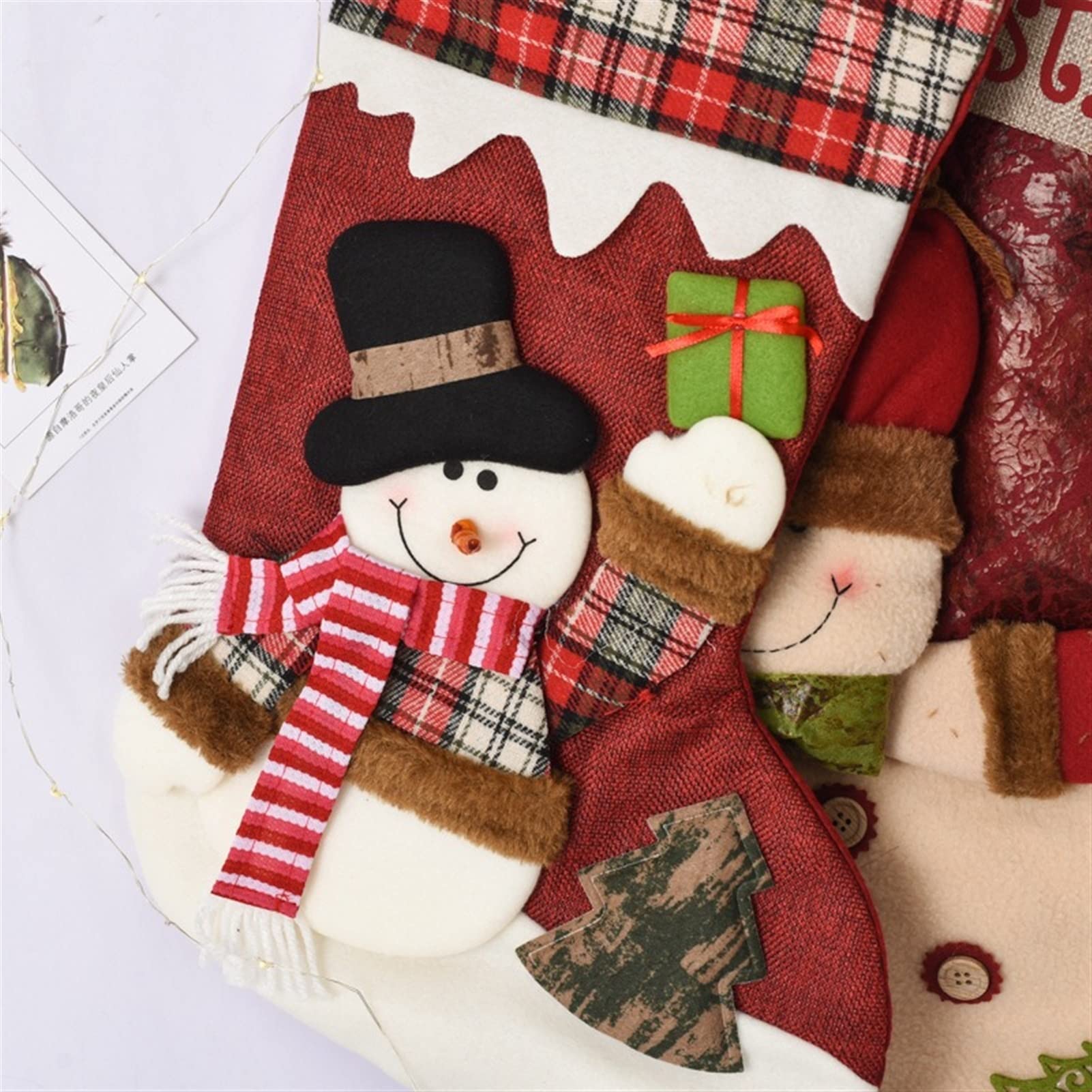WAYOM 3 Stück Weihnachtsstrumpf, Groß Nikolausstiefel Nikolausstrumpf Weihnachtsdeko, Weihnachten Christmas Stocking Weihnachtsbaum Kamin Deko Weihnachtssack