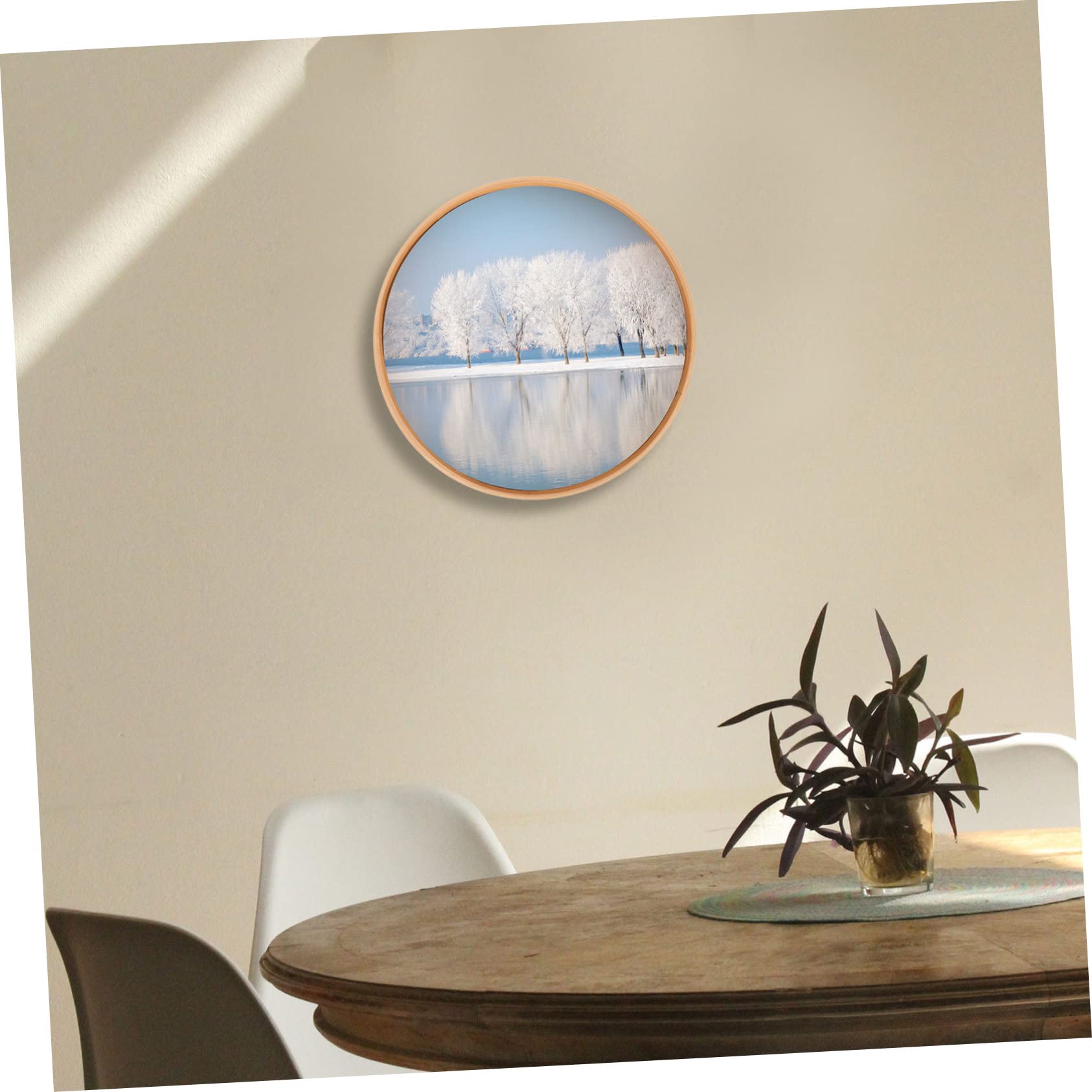Cornice Tonda in Legno, Display Frame da Tavolo per Foto
