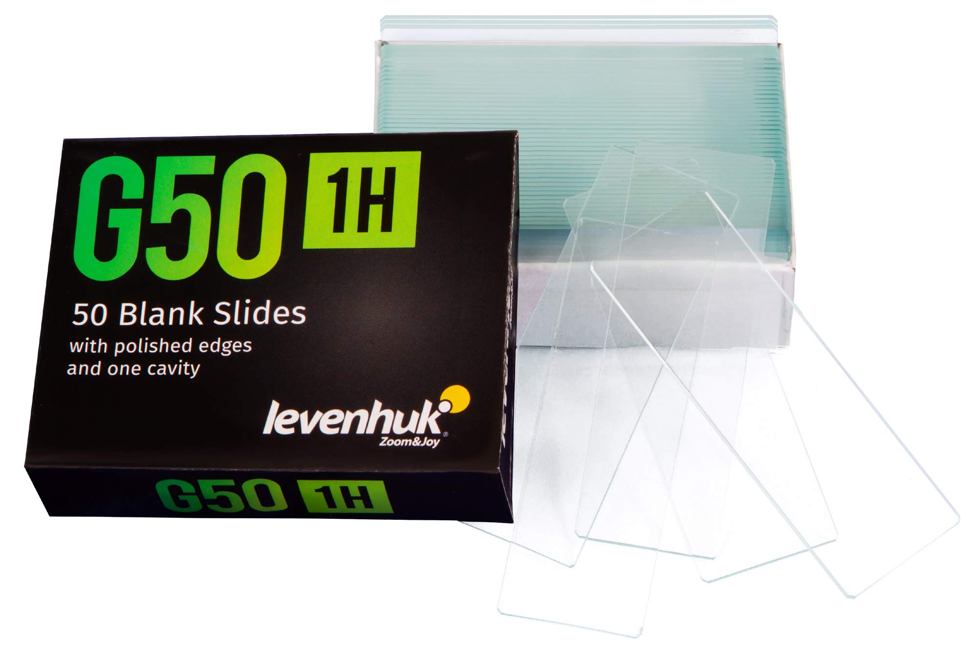Levenhuk G50 1H Podstawowe Szkiełka Mikroskopowe z Jedną Łezką o Dużej Przejrzystości, z Polerowanymi Krawędziami do Przygotowania Laboratoryjnych Preparatów z Mikroorganizmów
