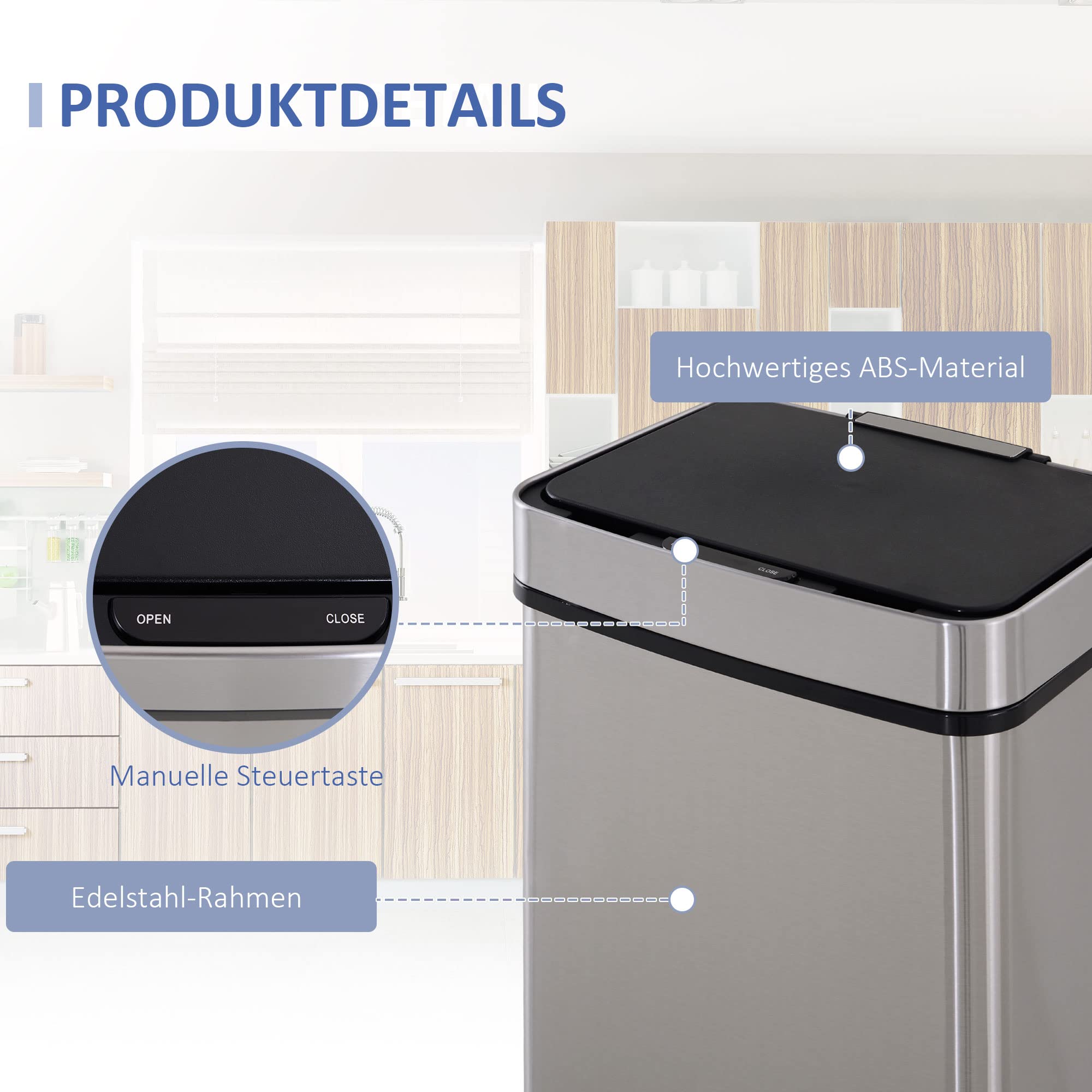 4goodz Smart Waste Afvalbak Afvalscheiding Prullenbak Met Sensor 72ltr Zwart 8720572204270