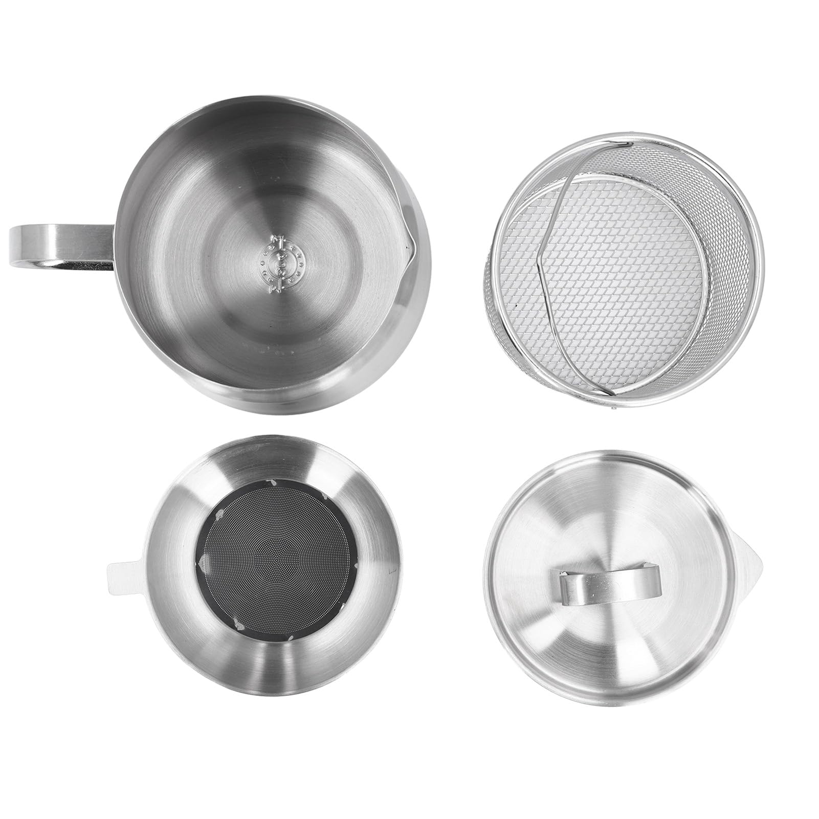 Pongnas Filtro per Olio, Filtro per Olio in Acciaio Inossidabile 304 2 in 1 con Manico Ergonomico per (2L)