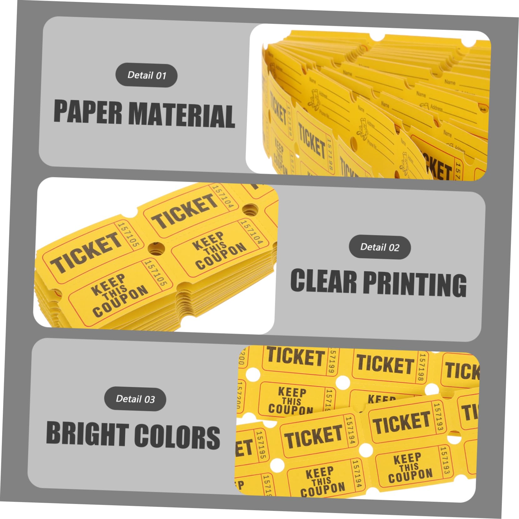 Tofficu 400pièces Billets De Loterie Jaunes pour Événements Tickets Numérotés Pratiques pour Tirages Sort Récompenses Et Activités Caritatives