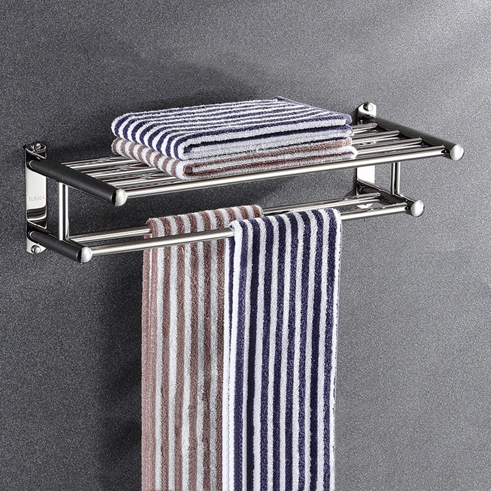 Toallero Cuadrado De Acero Inoxidable Con Dos Ganchos, Toallero De Pared Para Baño | Leroy Merlin