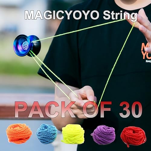 Miniatura 4 de MAGICYOYO Paquete de 30 cuerdas profesionales de yoyo para yoyo receptivo y no responden, 100% poliéster, cuerdas de repuesto para yoyos de