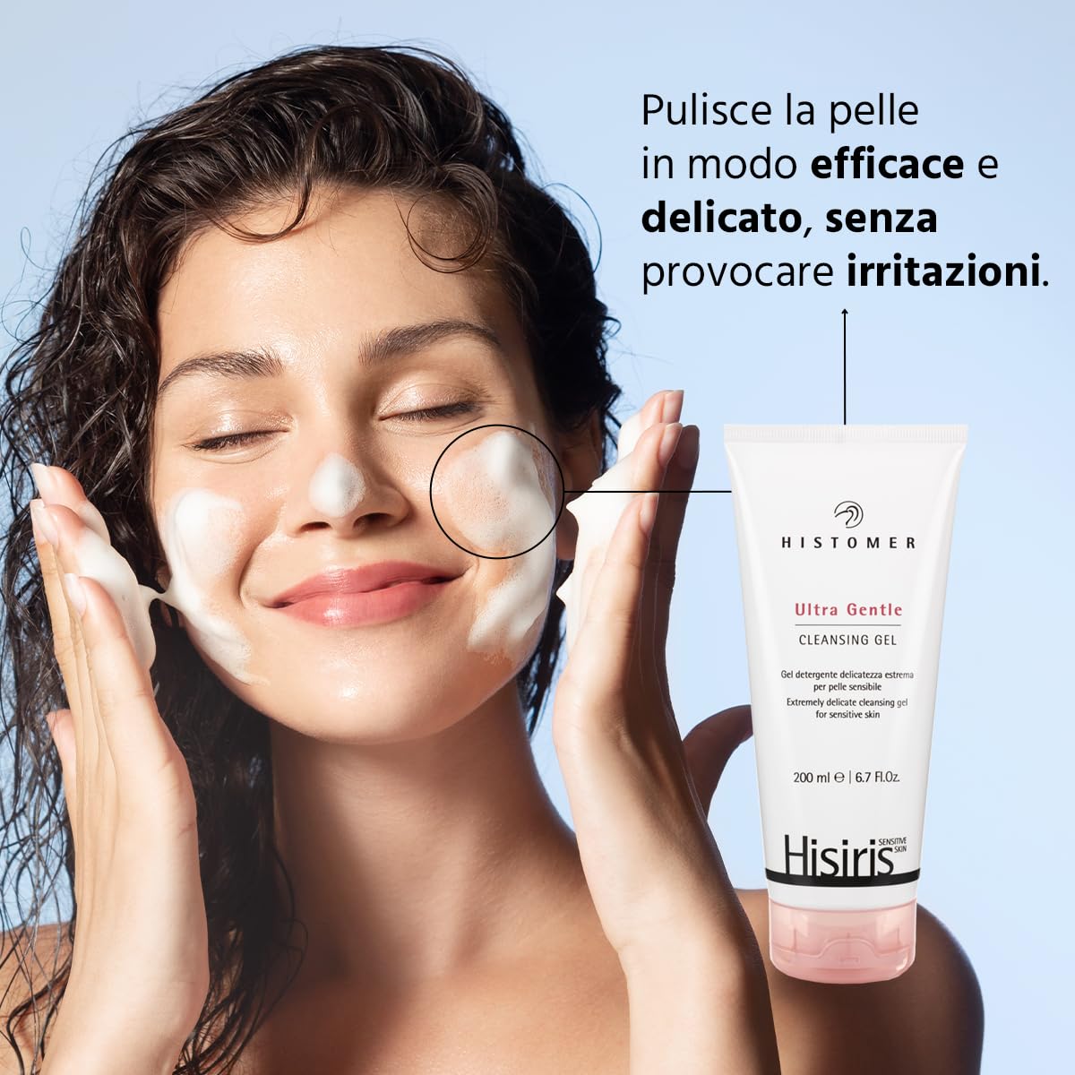 Hisiris Delikatny żel do mycia twarzy - Ultra Gentle Cleansing Gel - Ultra Delikatna formuła do skóry wrażliwej na podrażnienia, zaczerwienienia i zanieczyszczenia - 200 ml