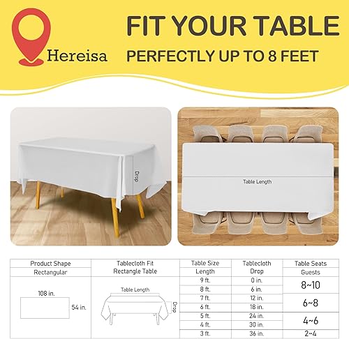 Miniatura 2 de Paquete de 3 manteles de plástico desechables de 54 x 108 pulgadas, manteles de color blanco hueso, manteles de fiesta nupcial para fiestas