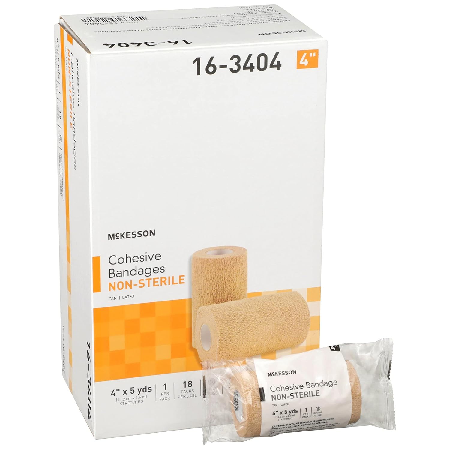 McKesson Elastic Self-Adherent Cohesive Bandage Beige NonSterile 4" x 5 yd 18 Ct : Health & Household