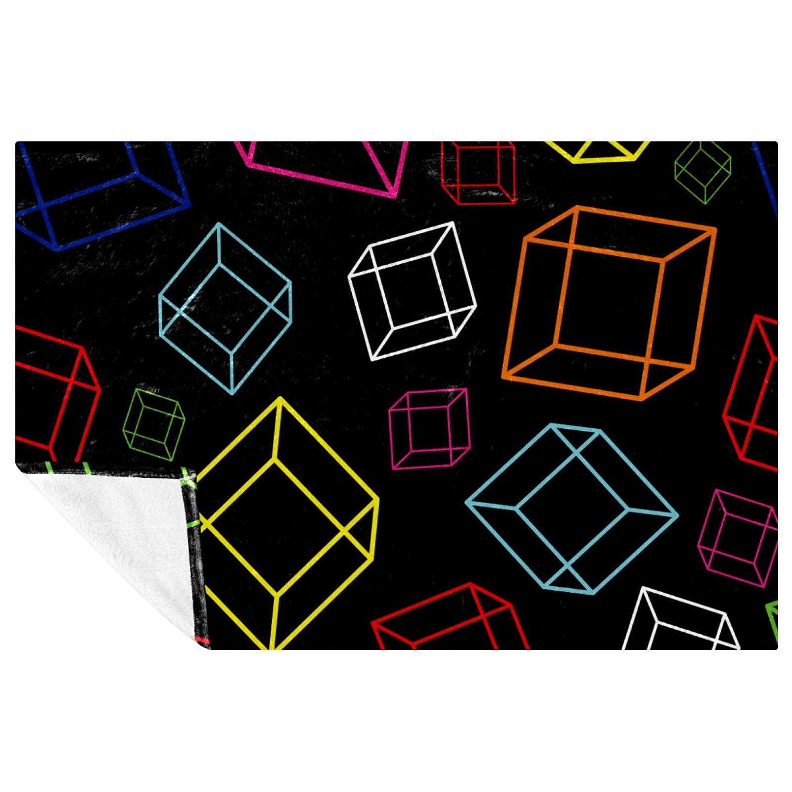 Couverture géométrique noire 150x100 cm pour lit et canapé